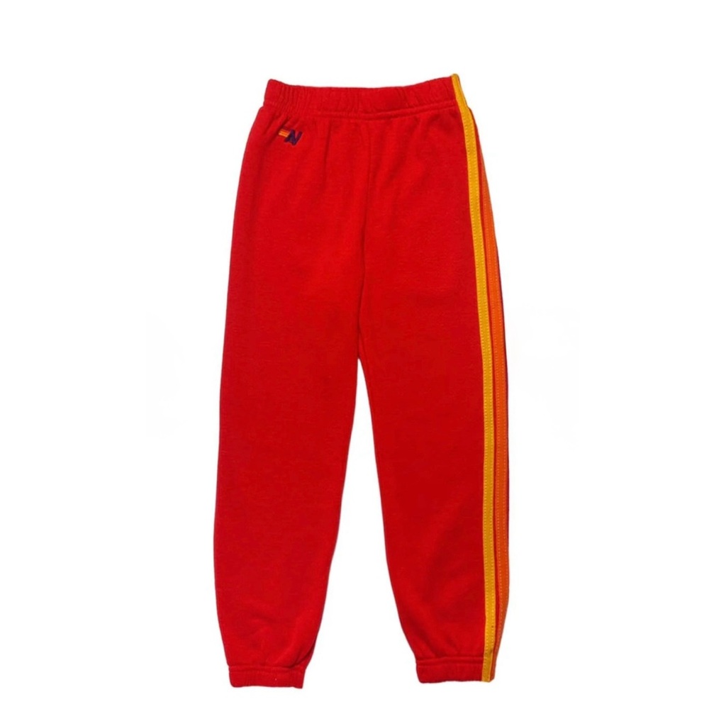 Aviator Nation Kid's 5 Stripe Sweatpants in red